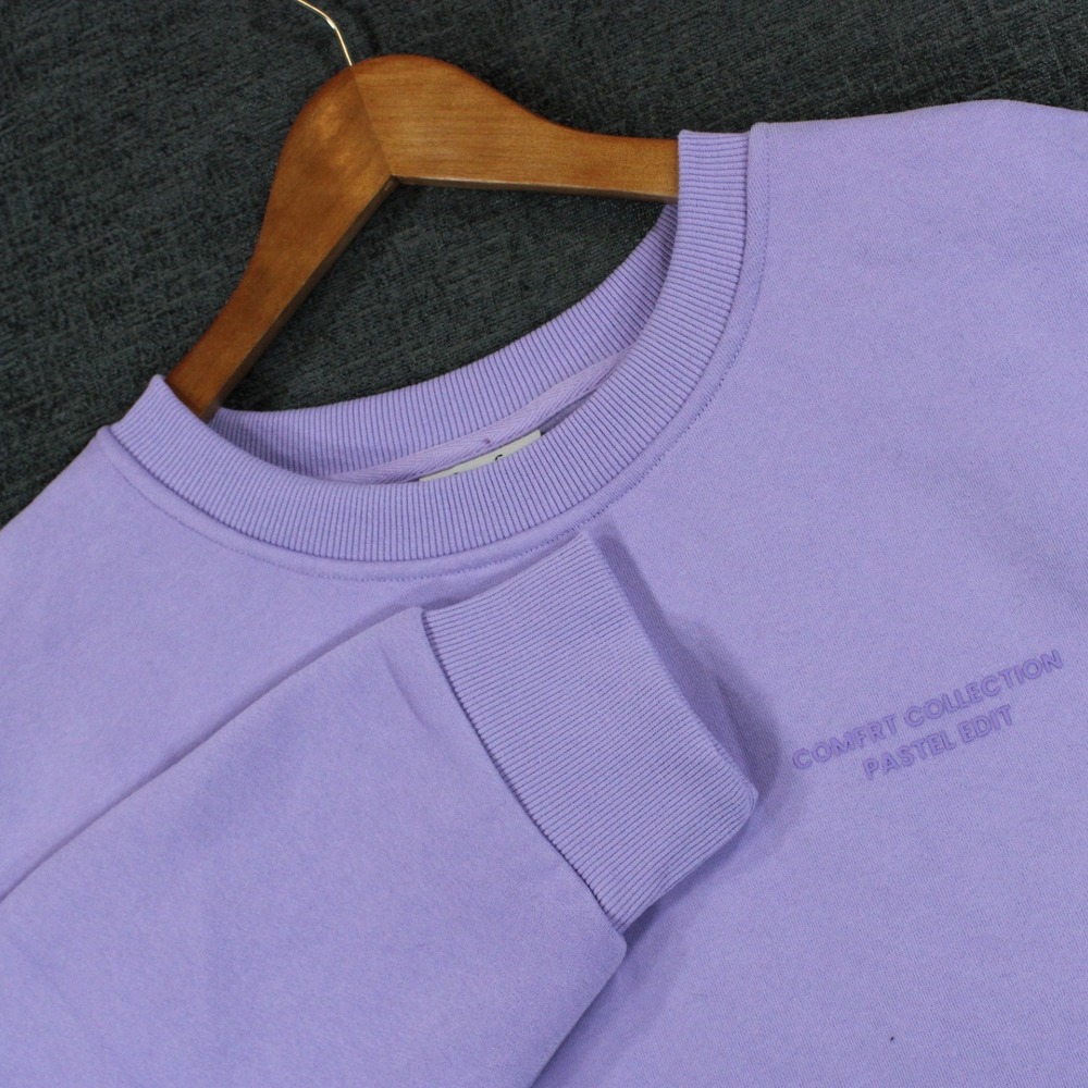 Comfrt Pastel Edit Crewneck Sweatshirt Purple Lavender Fleece Pullover Mens L